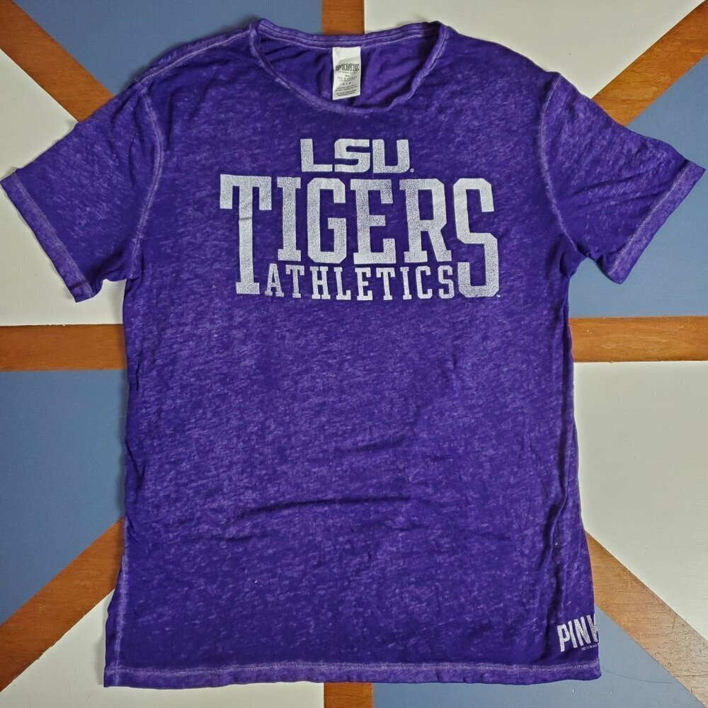 PINK Victoria's‎ Secret LSU t-shirt Womens Small S Purple Burnout Tee Tigers